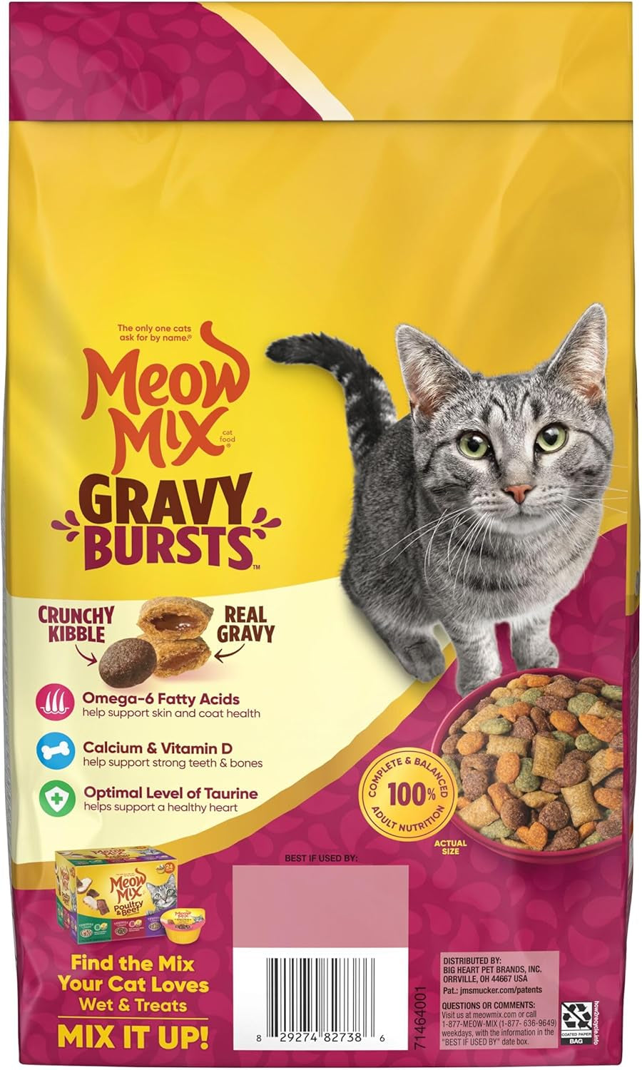 Gravy Bursts Dry Cat Food, Chicken, 3 LB Bag