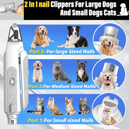 2-In-1 Cat Nail Clippers & Dog Nail Clippers Trimmers for Large Medium Small Dogs Cats Claw Trimmer Quick Sensor and Safety Guard USB Rechargeable with 2 LED Lights Dogs Nail Trimmer