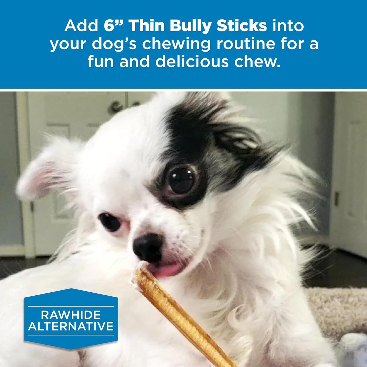 6 Inch Thin Bully Sticks - 24 Count (Pack of 1) - Natural, Easily Digestible, 100% Grass-Fed, Grain and Rawhide Free
