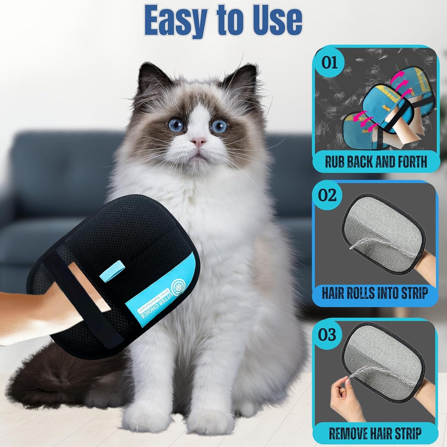 The Magic Brush Pet Hair Remover Glove for Dogs & Cats – Upgraded 2025 Reusable Pet Hair Remover Electrostatic Grooming Mitt | Magic Pet Hair Remover Glove for Clothing, Couch