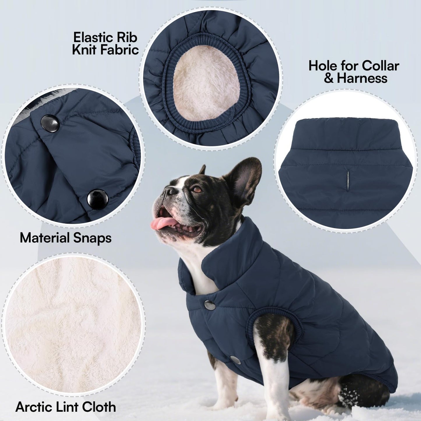 Dog Winter Coat - Waterproof Windproof Dog Jacket, Warm Snowproof Doggie Puffer Vest for Cold Weather, Lightweight Snow Coats for Small Medium Large Dogs(M, Blue)