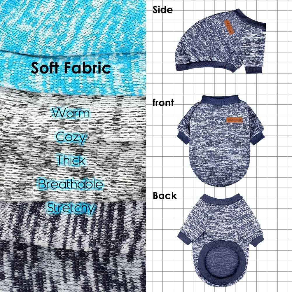 3 Pack Dog Sweaters for Small Dogs Girl Boy Winter Fleece Clothes Warm Soft Dog Sweatshirt Outfit for Dogs Cats Pet Apparel
