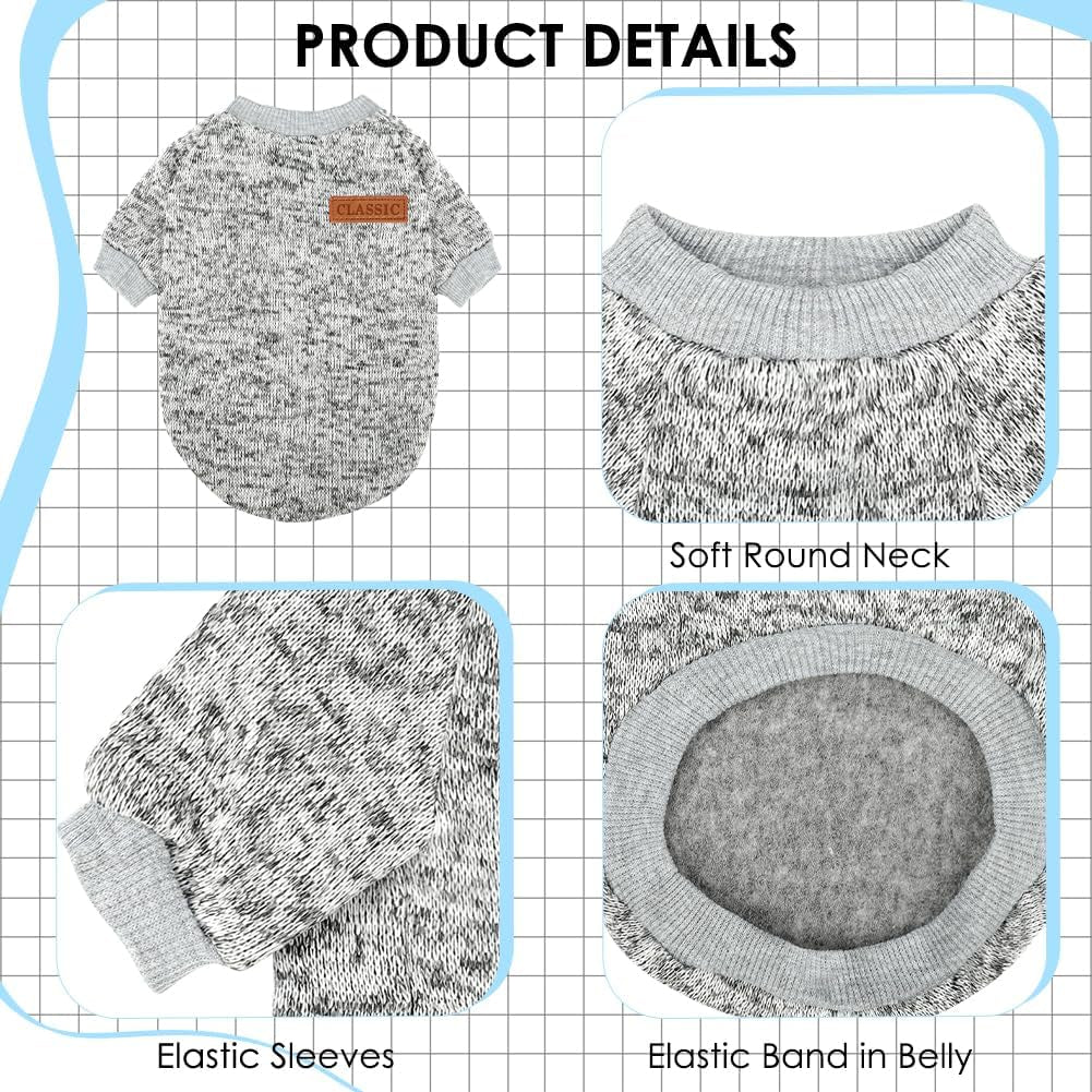 3 Pack Dog Sweaters for Small Dogs Girl Boy Winter Fleece Clothes Warm Soft Dog Sweatshirt Outfit for Dogs Cats Pet Apparel