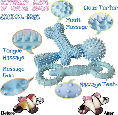 4 Pack Puppy Teething Toys 0-6 Months Puppy Chew Toys for Teething Cute Small Dog Toy Soft Rubber Toy for Puppies(Blue)