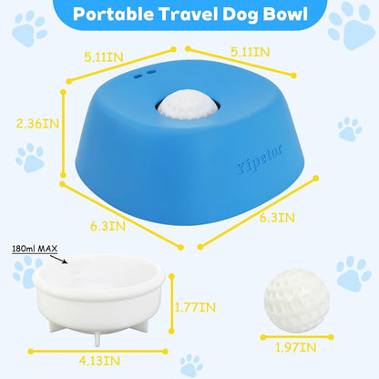 Slow Feeder Dog Bowls for Liquid Treat, Anti-Slip【Entertained Ball-In】 Bone Broth Dog Lick Bowl, 3/4 Cup Yogurt Pup Lick Toy for Large Medium Small Breeds Dietary Supplement/Post-Op Nutrition