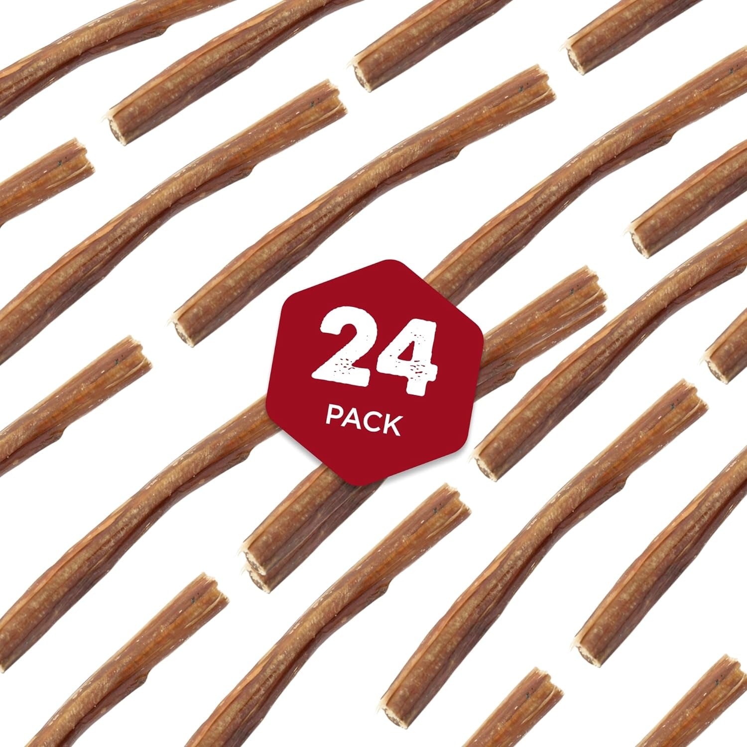 6 Inch Thin Bully Sticks - 24 Count (Pack of 1) - Natural, Easily Digestible, 100% Grass-Fed, Grain and Rawhide Free