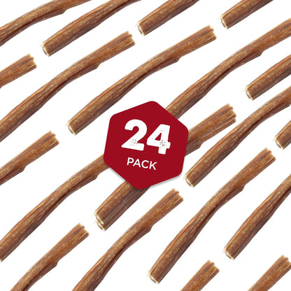 6 Inch Thin Bully Sticks - 24 Count (Pack of 1) - Natural, Easily Digestible, 100% Grass-Fed, Grain and Rawhide Free