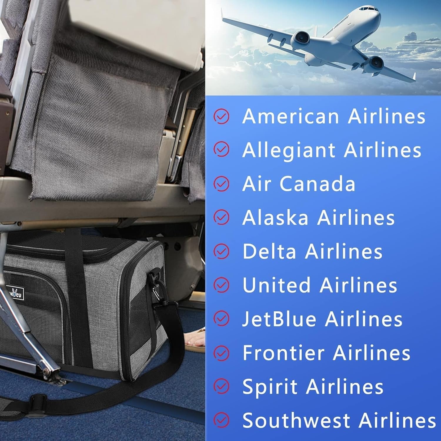  Pet Carrier for Small Cats Dogs, Travel Bag with Adequate Ventilation, 5 Mesh Windows, 3 Entrance, Locking Safety Zippers, Padded Shoulder and Carrying Strap, Small