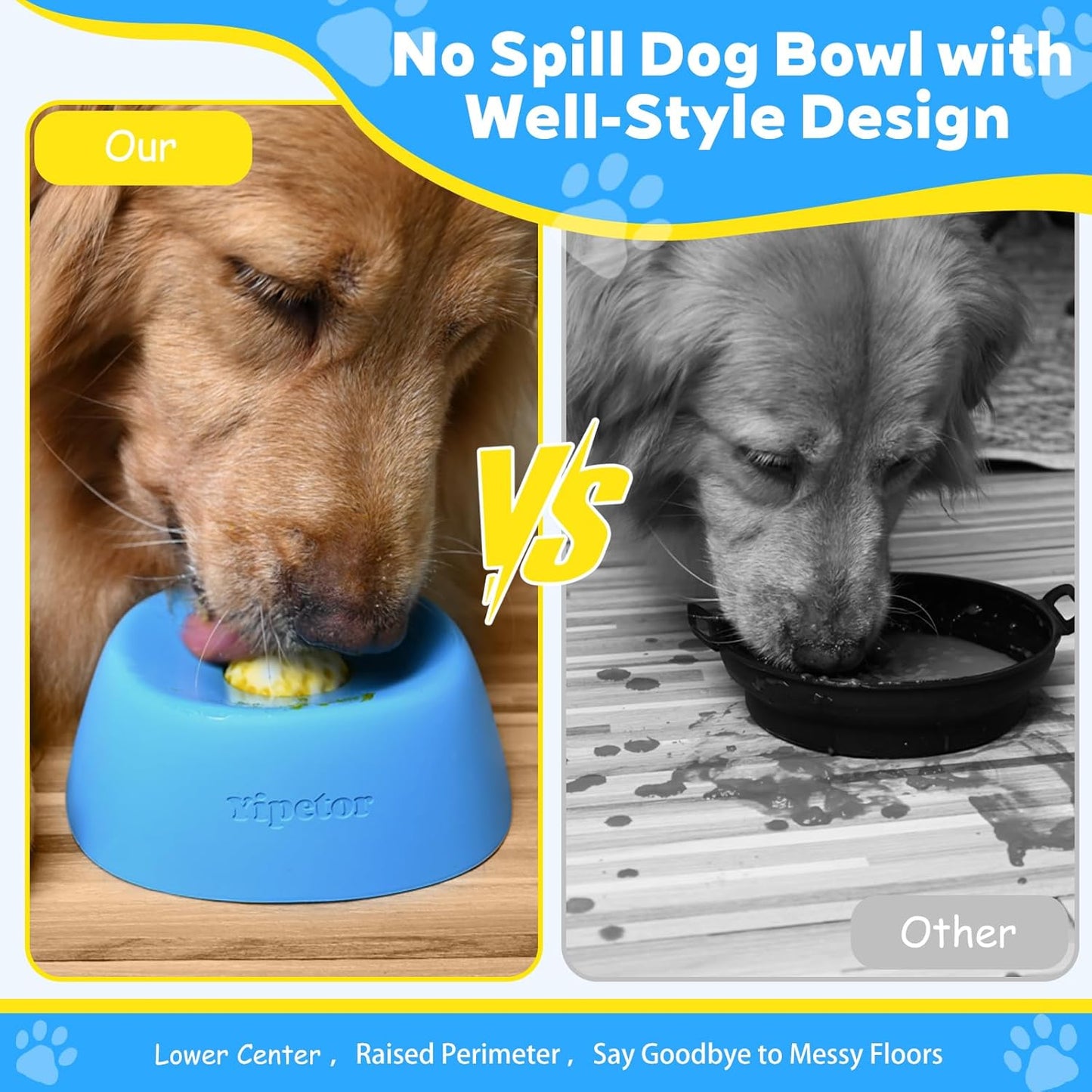 Slow Feeder Dog Bowls for Liquid Treat, Anti-Slip【Entertained Ball-In】 Bone Broth Dog Lick Bowl, 3/4 Cup Yogurt Pup Lick Toy for Large Medium Small Breeds Dietary Supplement/Post-Op Nutrition