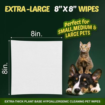 400 Dog Wipes for Paws and Butt Ears Eyes | XL 8X8 Organic Pet Wipes for Dogs | Lavender Scent Dog Wipes Cleaning Deodorizing | Extra Thick Paw Wipes for Dogs Cats Pets | +4 Bonus Glove Wipes
