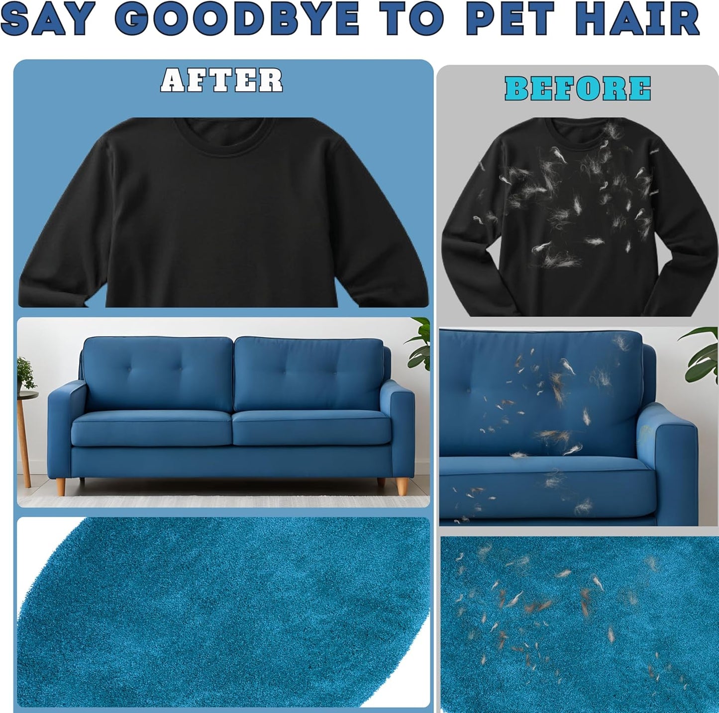 The Magic Brush Pet Hair Remover Glove for Dogs & Cats – Upgraded 2025 Reusable Pet Hair Remover Electrostatic Grooming Mitt | Magic Pet Hair Remover Glove for Clothing, Couch