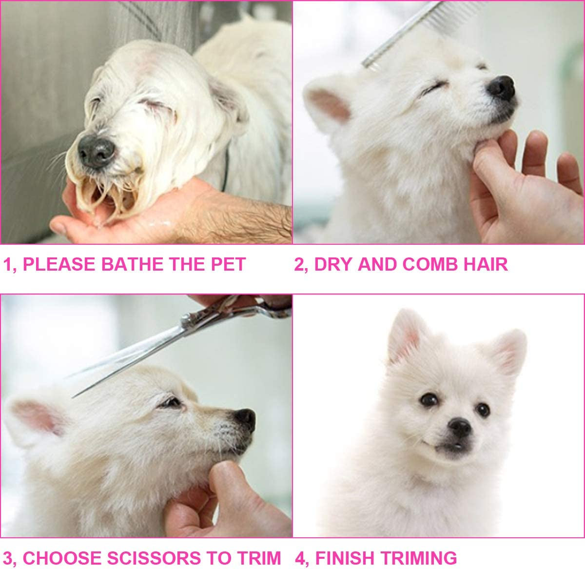 5 In1 Dog Grooming Scissors Kit, Professional Dog Scissors for Grooming with Safety round Tips, Titanium Coated Grooming Shears for Dogs Cat Pet at Home