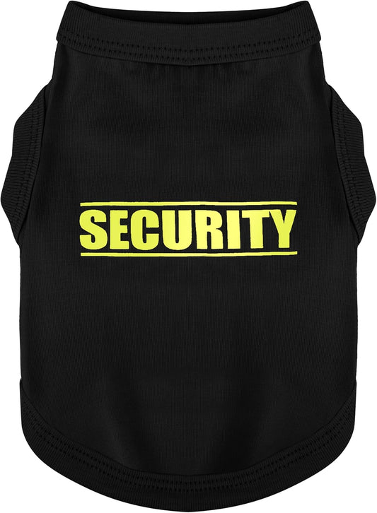 Discover Cozy Cotton Canine Wear: Soft, Lightweight, and Breathable Dog Shirt Vest with Eye-Catching Graphics(Security), Keeping Your Furry Friend Warm and Comfy! Black M