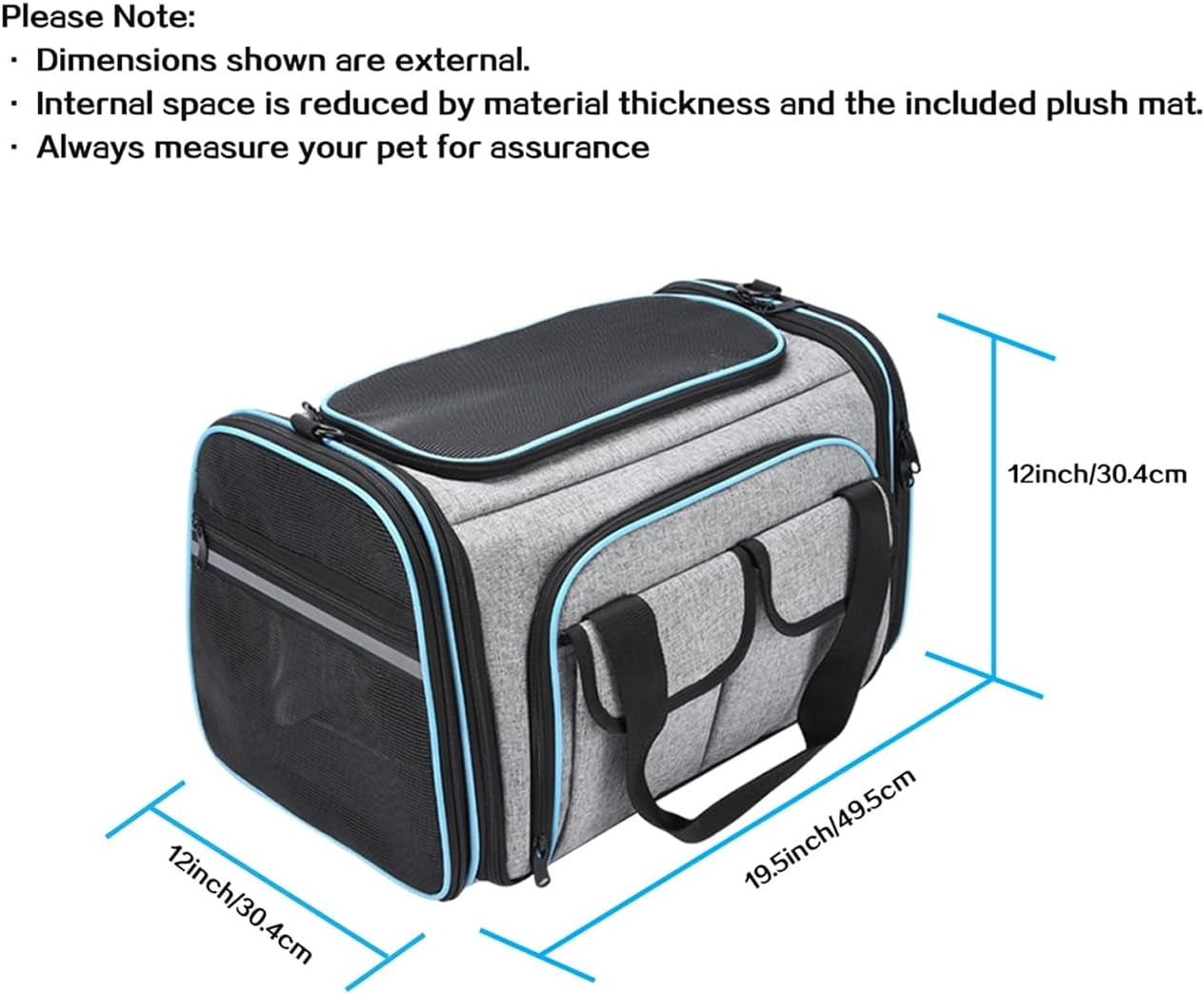 Pet Carrier, Large Soft Sided Pet Travel TSA Carrier 4 Sides Expandable Cat Collapsible Carriers with Removable Fleece Pad and Pockets for Cats Dogs and Small Animals