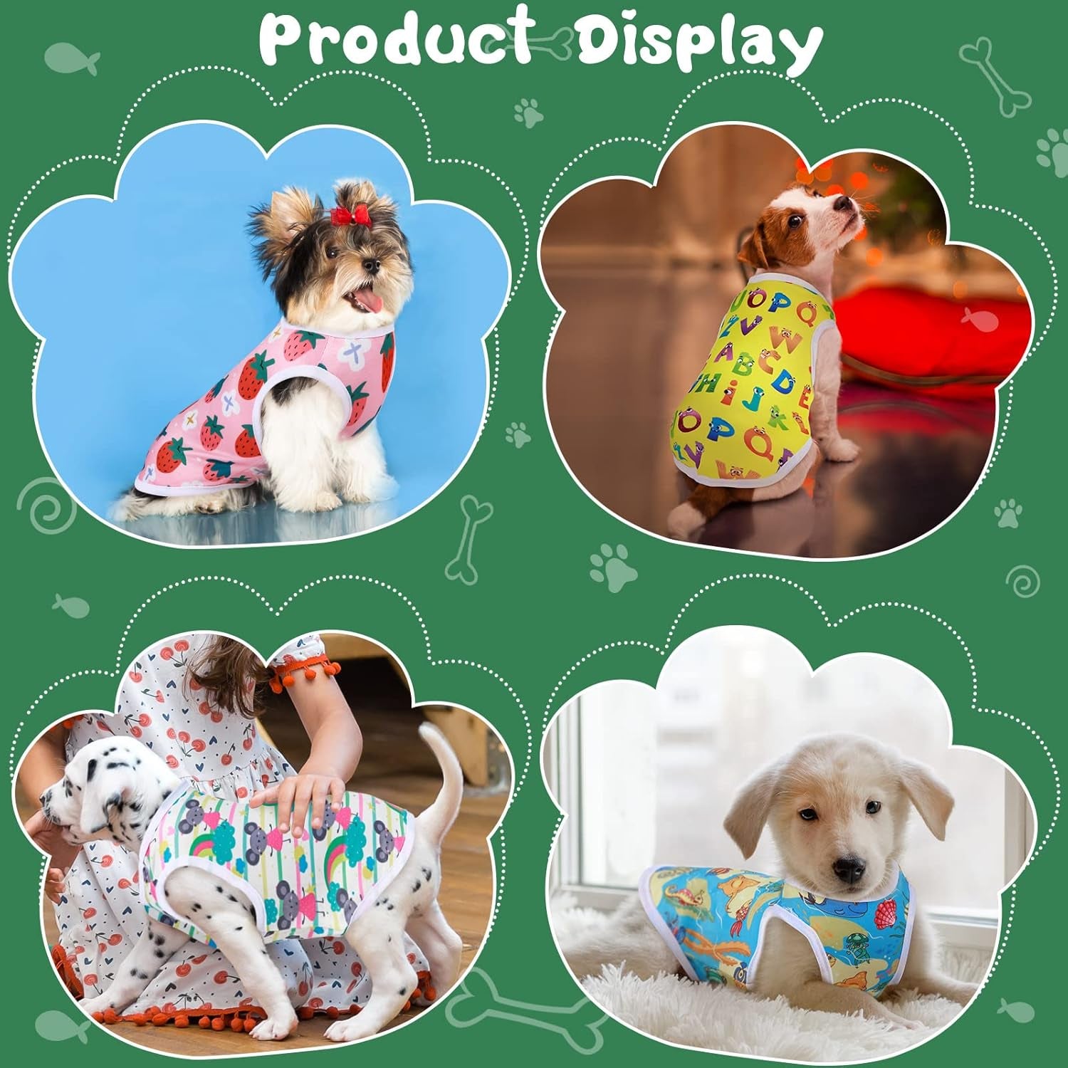 10 Pcs Lovely Puppy Shirts Print Dog Clothes Breathable Summer Pet Cartoon Dog Shirt Clothes Sweatshirt for Puppy Cartoon Shirt Sweatshirt to Cat