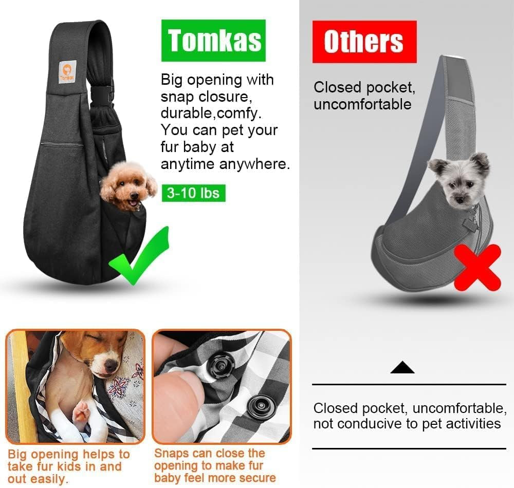 Small Dog Sling Carrier - Adjustable Strap & Zip Pocket - Suitable for Puppies 