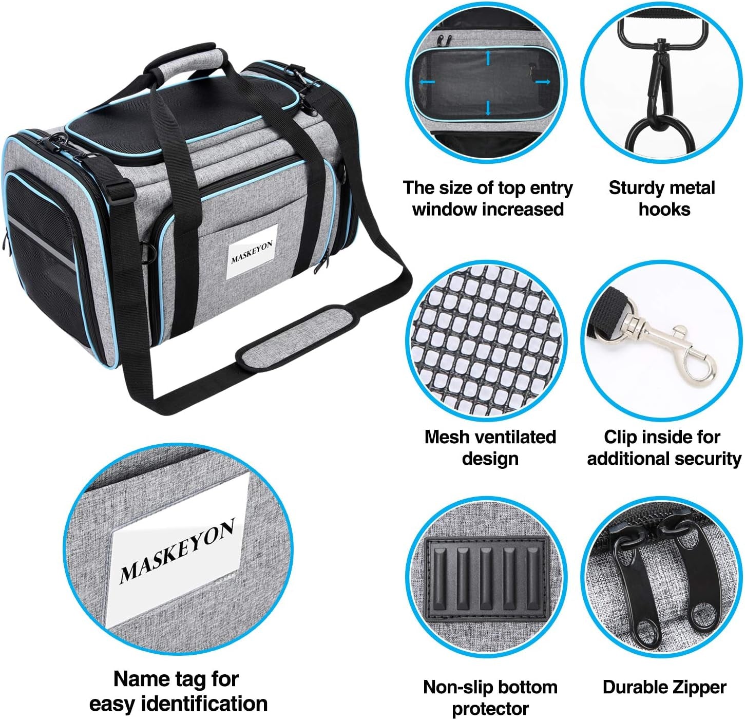 Pet Carrier, Large Soft Sided Pet Travel TSA Carrier 4 Sides Expandable Cat Collapsible Carriers with Removable Fleece Pad and Pockets for Cats Dogs and Small Animals