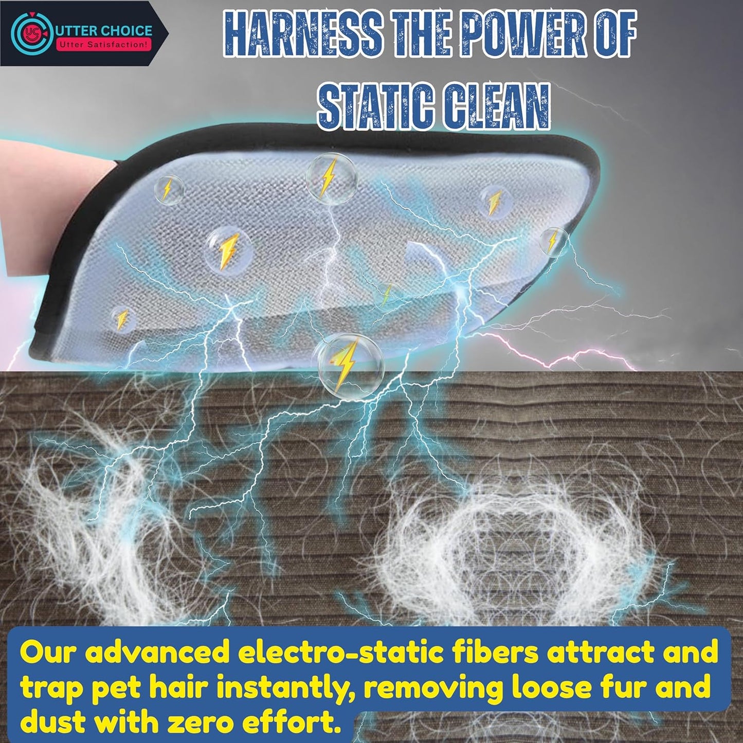 The Magic Brush Pet Hair Remover Glove for Dogs & Cats – Upgraded 2025 Reusable Pet Hair Remover Electrostatic Grooming Mitt | Magic Pet Hair Remover Glove for Clothing, Couch