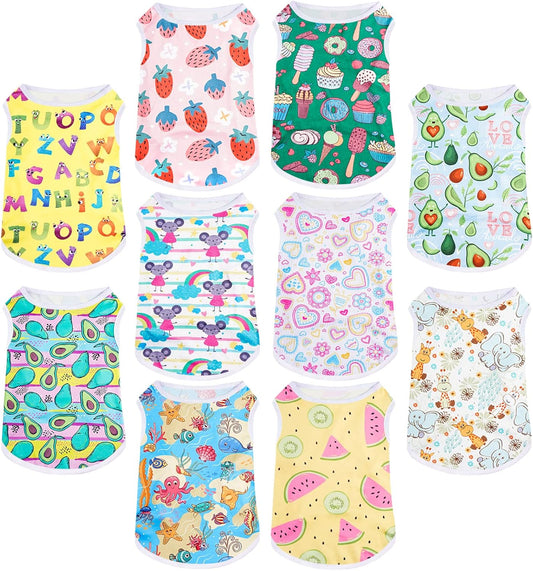10 Pcs Lovely Puppy Shirts Print Dog Clothes Breathable Summer Pet Cartoon Dog Shirt Clothes Sweatshirt for Puppy Cartoon Shirt Sweatshirt to Cat