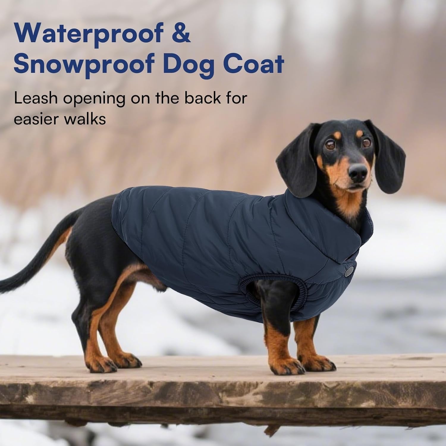 Dog Winter Coat - Waterproof Windproof Dog Jacket, Warm Snowproof Doggie Puffer Vest for Cold Weather, Lightweight Snow Coats for Small Medium Large Dogs(M, Blue)