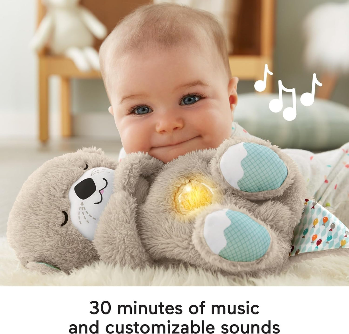BABY Toy Soothe 'N Snuggle Otter Portable Plush Sound Machine with Music Lights & Breathing Motion for Newborns 