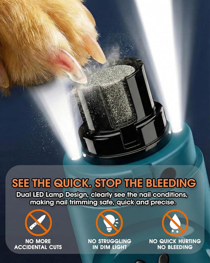 Dog Nail Trimmers and Dog Nail Clippers Kit, Whisper Quiet Electric Grinder with Light, for Small, Medium, Large Dogs, Cats Toenail Grooming, 3 Speeds