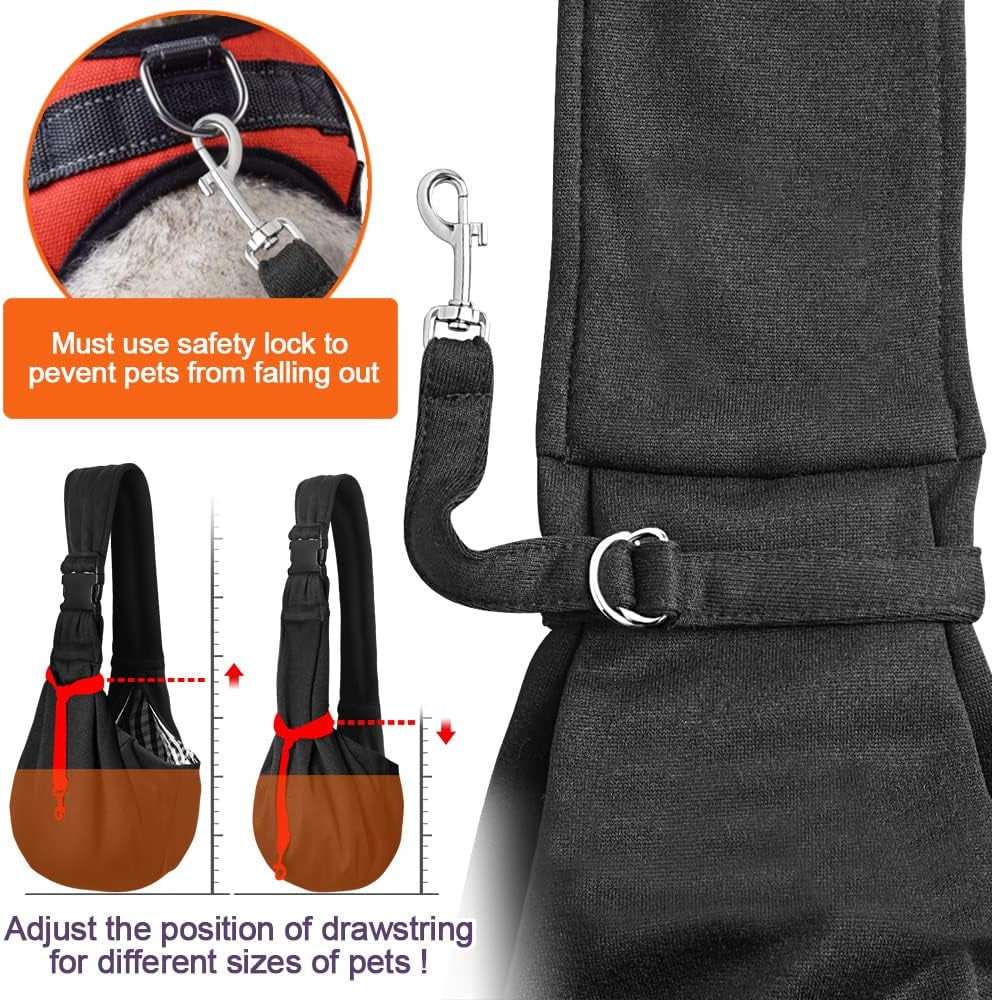 Small Dog Sling Carrier - Adjustable Strap & Zip Pocket - Suitable for Puppies 
