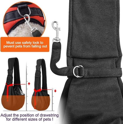 Small Dog Sling Carrier - Adjustable Strap & Zip Pocket - Suitable for Puppies 