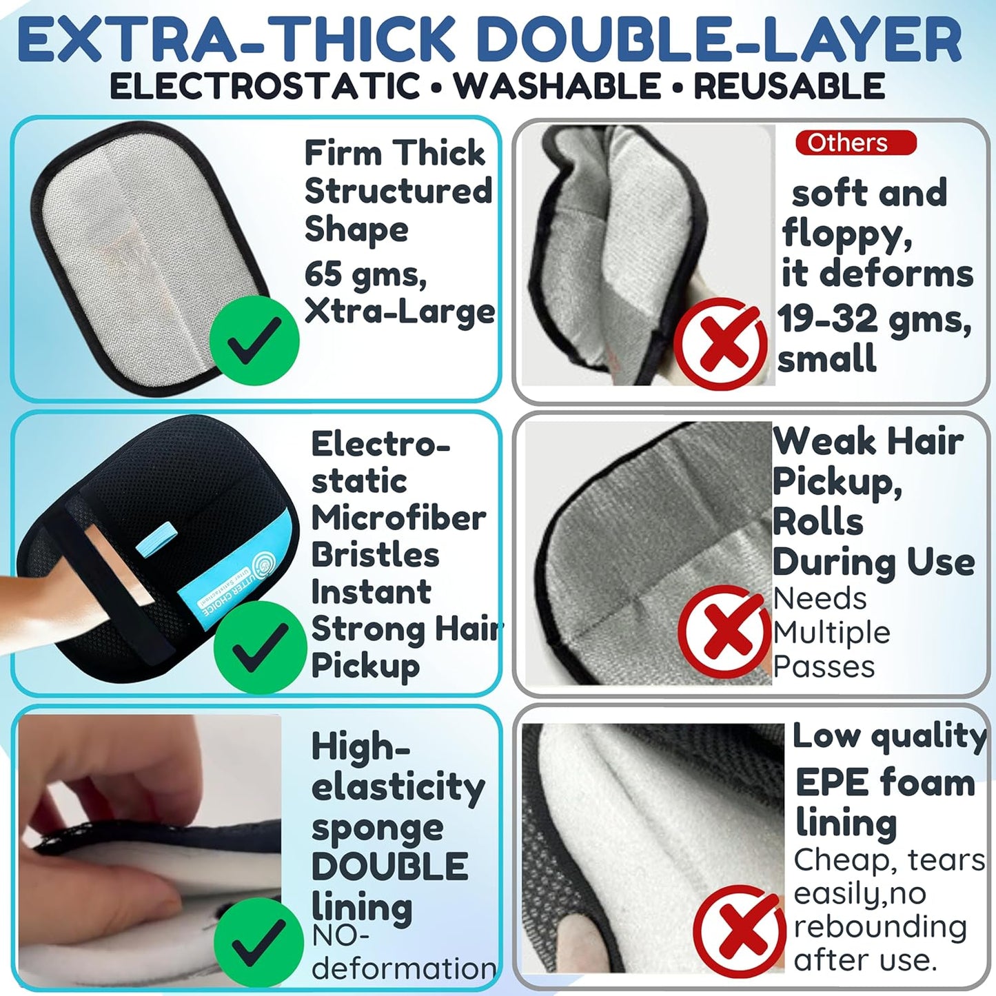 The Magic Brush Pet Hair Remover Glove for Dogs & Cats – Upgraded 2025 Reusable Pet Hair Remover Electrostatic Grooming Mitt | Magic Pet Hair Remover Glove for Clothing, Couch