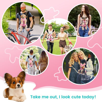 Dog Backpack Carrier, Thick Straps & Cushion, Pet Sling Front Backpacks for Small Medium Dogs 7-11 Lbs, Legs Out, Adjustable Wearable Puppy Chest Travel Bag, Easy-Fit for Hiking/Walking/Camping