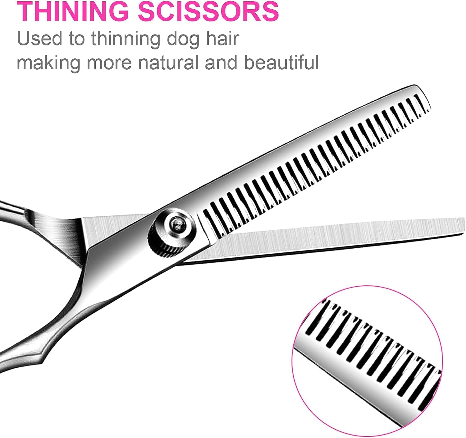 5 In1 Dog Grooming Scissors Kit, Professional Dog Scissors for Grooming with Safety round Tips, Titanium Coated Grooming Shears for Dogs Cat Pet at Home
