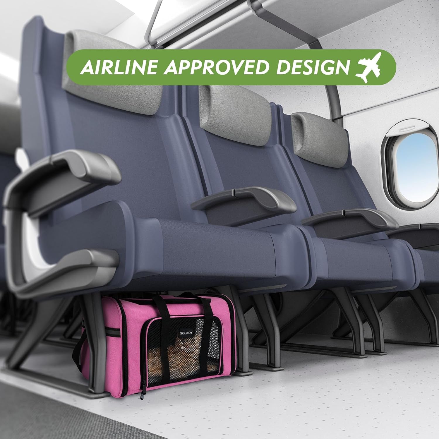 Large Cat Carrier Dog Carrier under 25 Lbs,Collapsible Ventilated Portable Pet Bag with Soft Sided Breathable Mesh for Long Car Trips Maxi Load 2 Kittens or Small, Medium Dog (Large Pink)