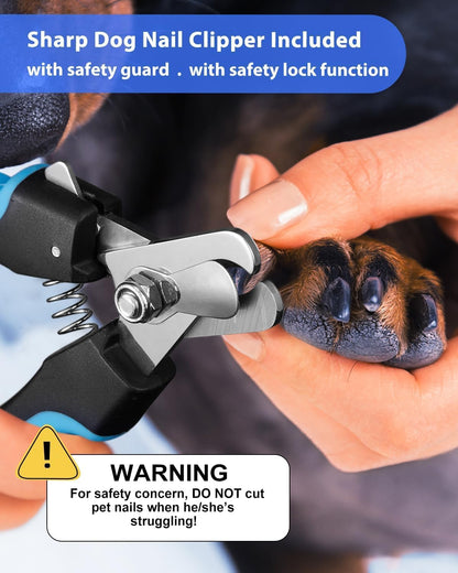 Dog Nail Trimmers and Dog Nail Clippers Kit, Whisper Quiet Electric Grinder with Light, for Small, Medium, Large Dogs, Cats Toenail Grooming, 3 Speeds