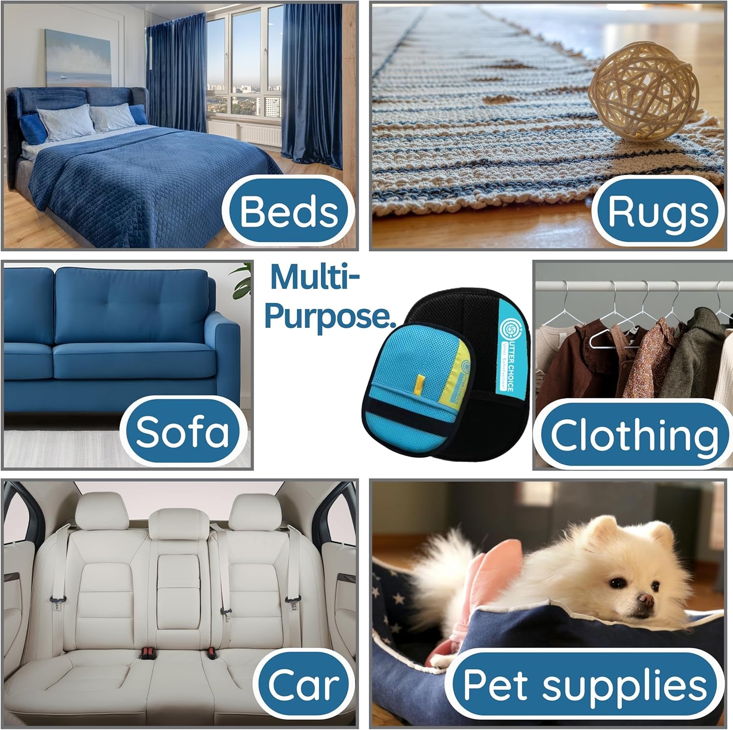 The Magic Brush Pet Hair Remover Glove for Dogs & Cats – Upgraded 2025 Reusable Pet Hair Remover Electrostatic Grooming Mitt | Magic Pet Hair Remover Glove for Clothing, Couch