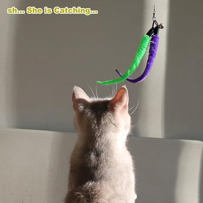 Cat Toys for Indoor Cats, Interactive Cat Toy 2PCS Retractable Wand Toy and 9PCS Cat Feather Toys Refills, Funny Kitten Toys Cat Fishing Pole Toy for Bored Indoor Cats Chase and Exercise