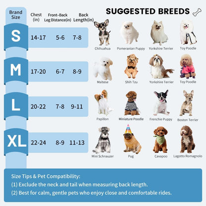 Dog Backpack Carrier, Thick Straps & Cushion, Pet Sling Front Backpacks for Small Medium Dogs 7-11 Lbs, Legs Out, Adjustable Wearable Puppy Chest Travel Bag, Easy-Fit for Hiking/Walking/Camping